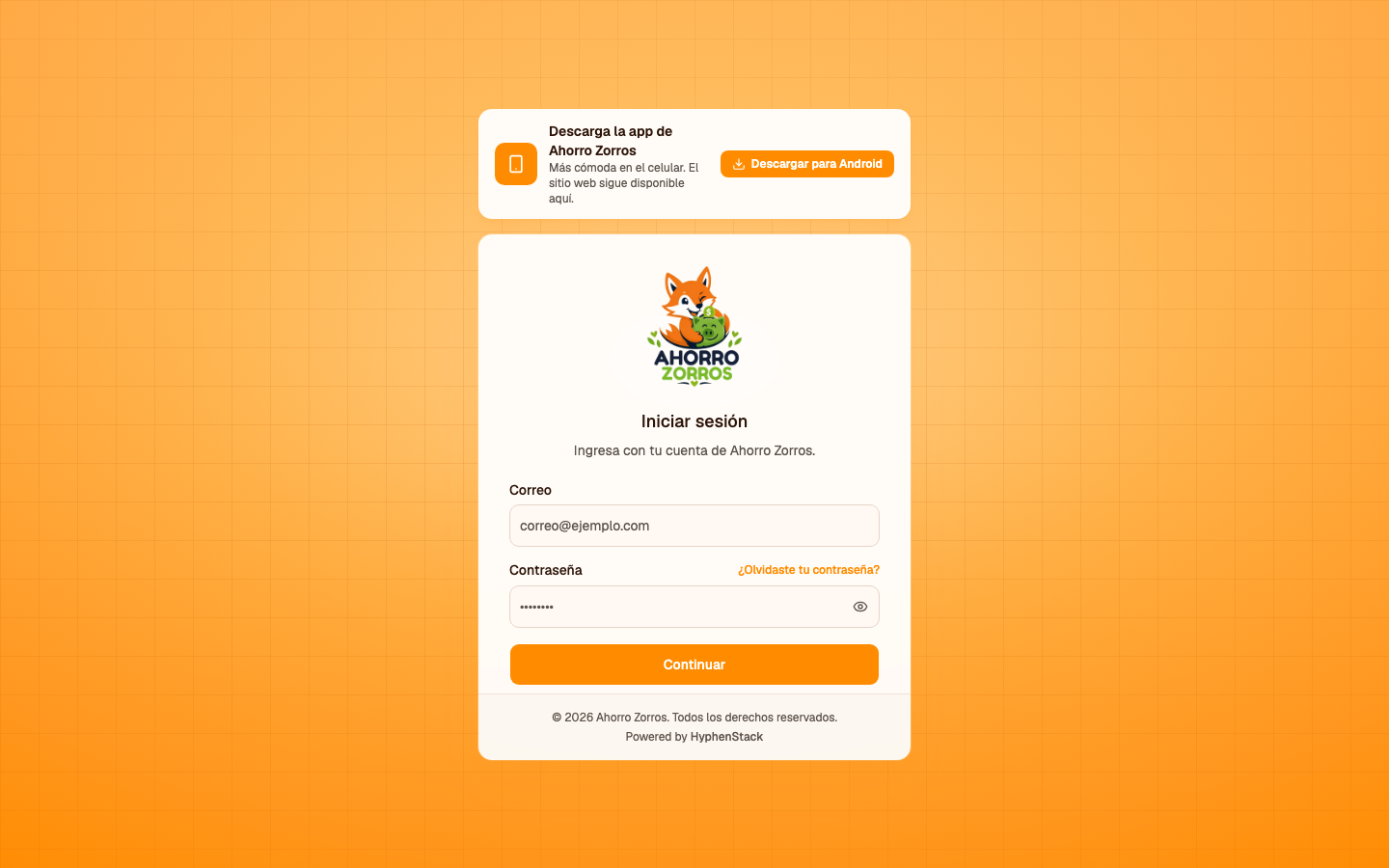App Ahorro Zorros — 1